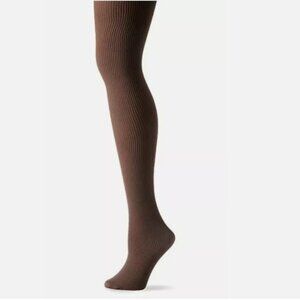 HUE Brown Classic Rib Tights with Control Top Women's Size 2 S/M U11924 Opaque